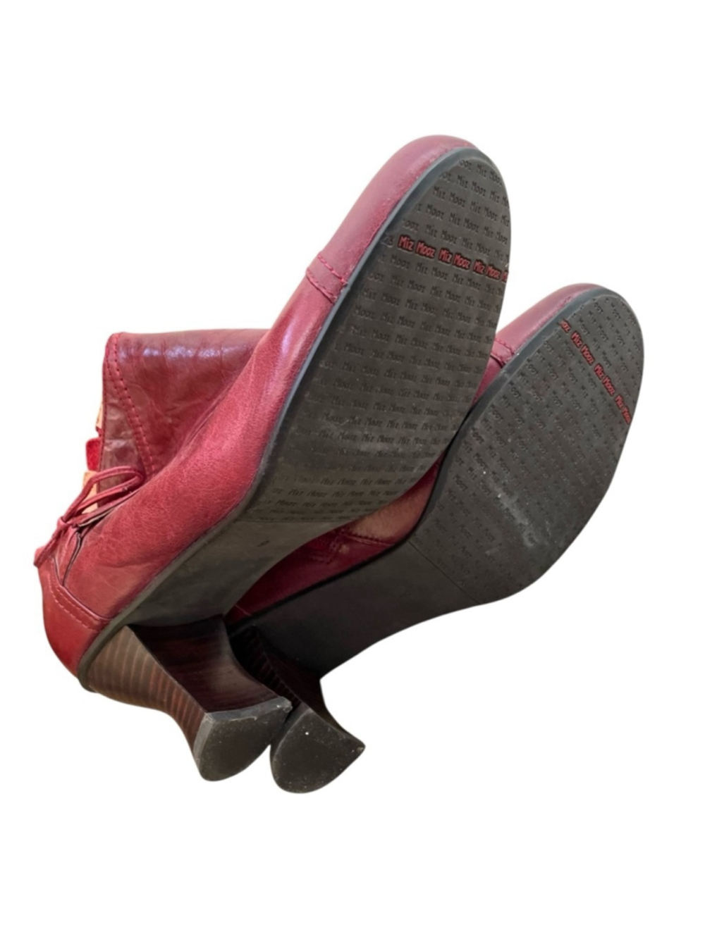 Miz Mooz Cranberry Red Ankle Boots Heel 9 - Picture 12 of 15